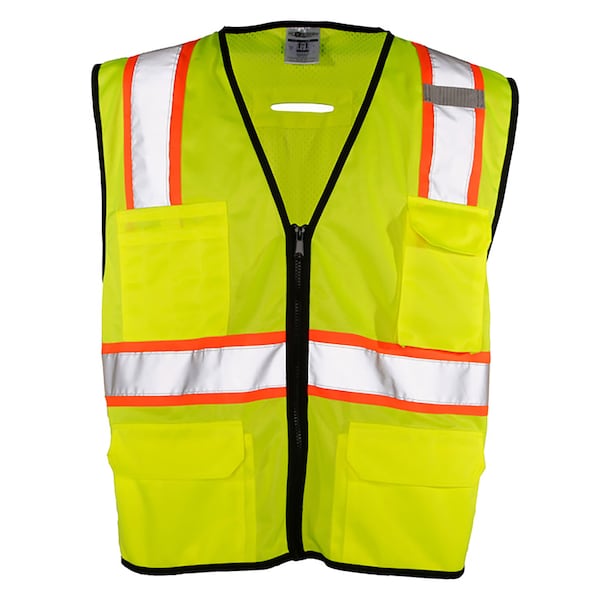 Kishigo 2X-3X, Lime 6 Pocket Contrast Vest 1580-2X-3X - main